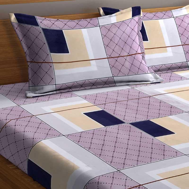 Buy Asymmetric Tile Printed Bedsheet - Purple Bedsheets from Vaaree