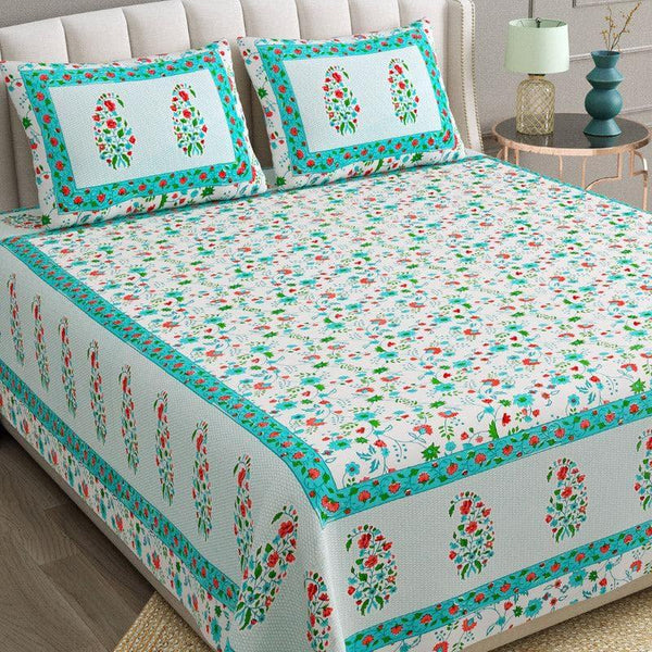 Buy Avinya Floral Bedsheet - Blue Bedsheets from Vaaree