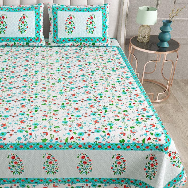 Buy Avinya Floral Bedsheet - Blue Bedsheets from Vaaree