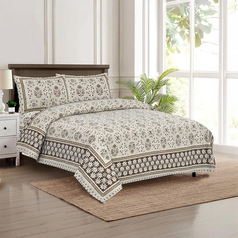 Buy Avsara Floral Bedsheet - Brown & Beige Bedsheets from Vaaree