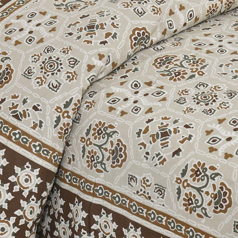 Buy Avsara Floral Bedsheet - Brown & Beige Bedsheets from Vaaree