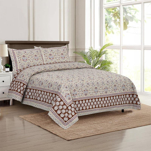 Buy Avsara Floral Bedsheet - Maroon & Beige Bedsheets from Vaaree