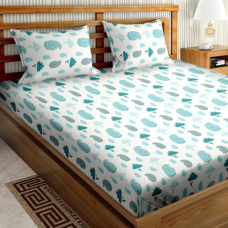 Buy Bagru Print Bedsheet - Cyan Bedsheets from Vaaree