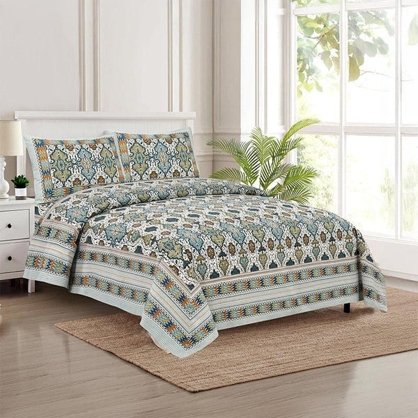 Buy Baneeta Ethnic Bedshhet - Blue & Green Bedsheets from Vaaree