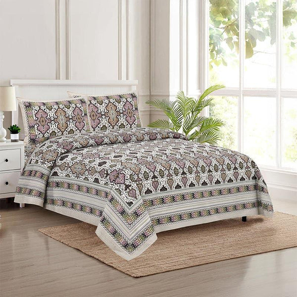 Bedsheets - Baneeta Ethnic Bedshhet - Purple & Brown