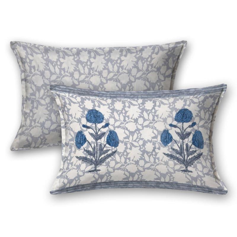 Buy Barkha Ethic Floral Bedsheet - Blue & Grey Bedsheets from Vaaree