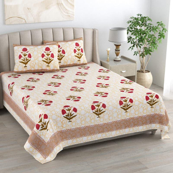 Buy Bedsheets - Barkha Ethic Floral Bedsheet - Red at Vaaree online