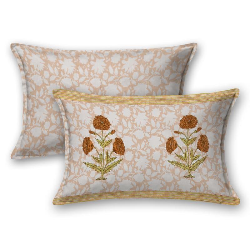 Buy Barkha Ethic Floral Bedsheet - Yellow & Brown Bedsheets from Vaaree