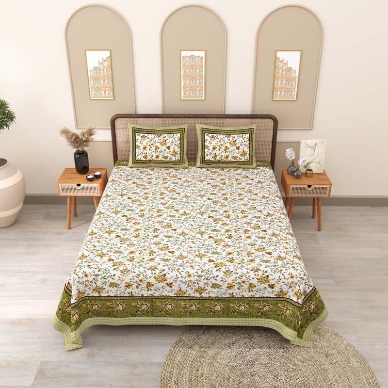 Buy Barkha Printed Bedsheet - Green Bedsheets from Vaaree