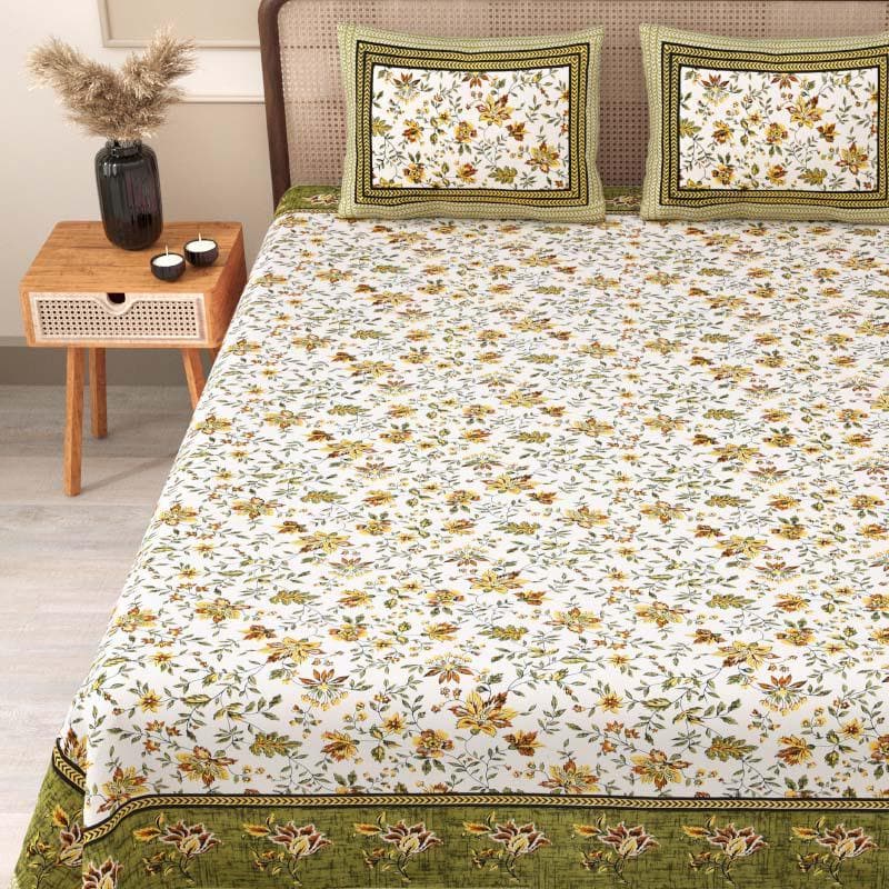 Buy Barkha Printed Bedsheet - Green Bedsheets from Vaaree