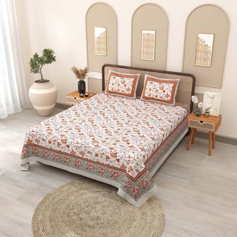 Buy Barkha Printed Bedsheet - Orange Bedsheets from Vaaree