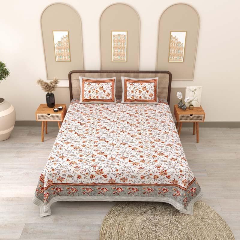 Buy Barkha Printed Bedsheet - Orange Bedsheets from Vaaree