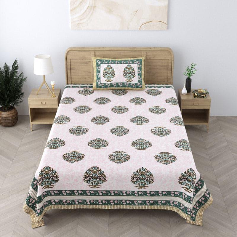 Buy Bedsheets - Bertrum Printed Bedsheet - Green at Vaaree online