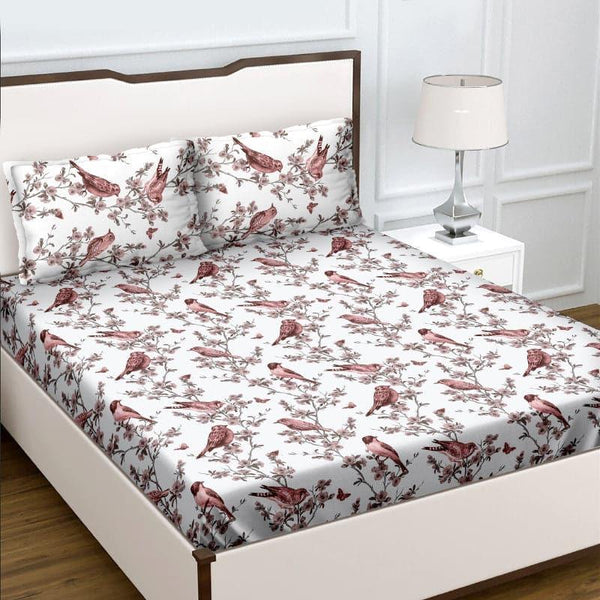 Buy Birdie Heaven Bedsheet - Maroon Bedsheets from Vaaree