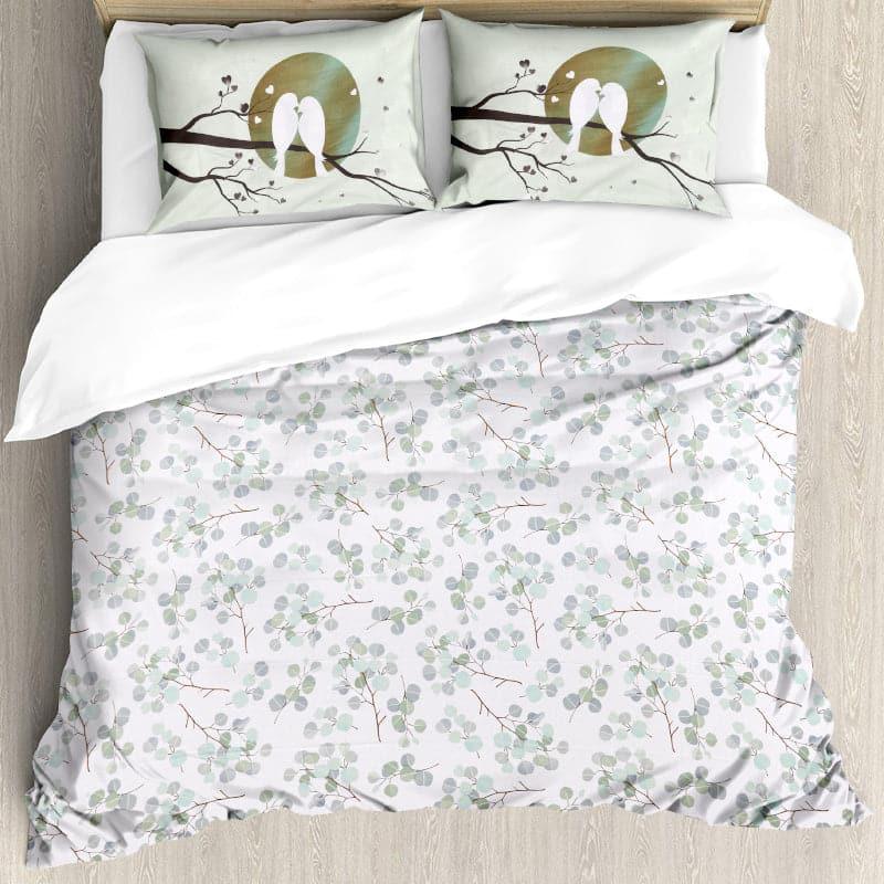 Buy Birdie Love Floral Bedsheet - Olive Green Bedsheets from Vaaree