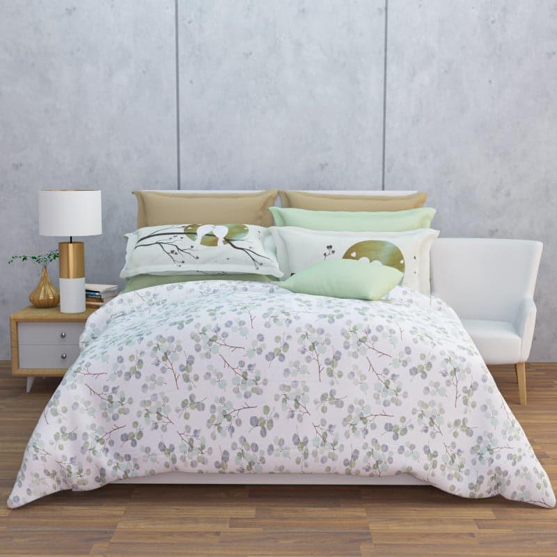 Buy Birdie Love Floral Bedsheet - Olive Green Bedsheets from Vaaree