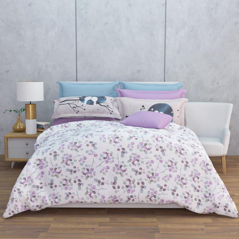 Buy Birdie Love Floral Bedsheet - Purple Bedsheets from Vaaree