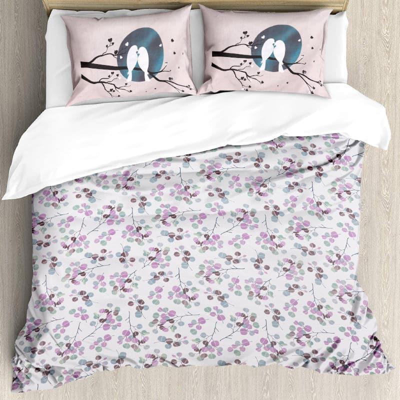 Buy Birdie Love Floral Bedsheet - Purple Bedsheets from Vaaree