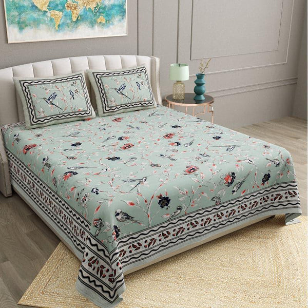 Buy Birdie Orchard Floral Bedsheet - Green Bedsheets from Vaaree