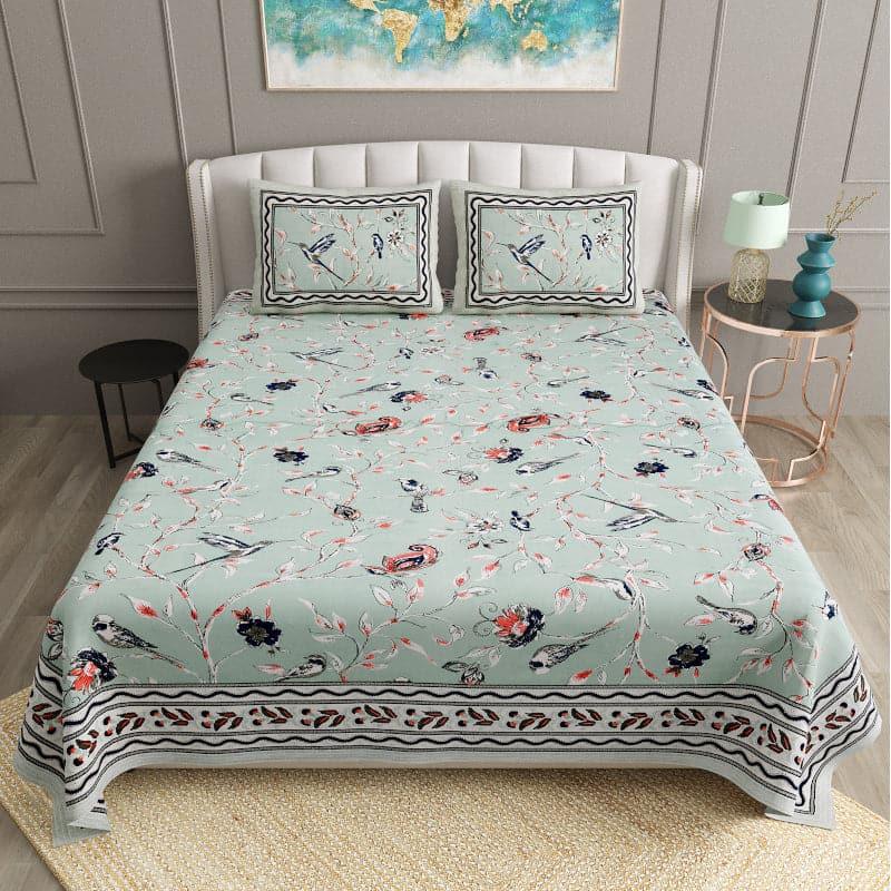 Buy Birdie Orchard Floral Bedsheet - Green Bedsheets from Vaaree