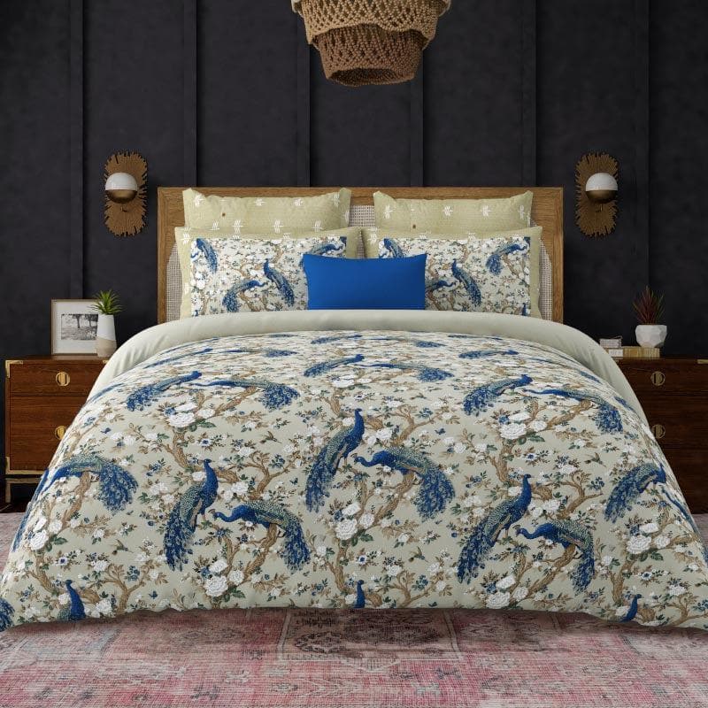 Buy Birdsong Bouquet - Blue Bedsheets from Vaaree