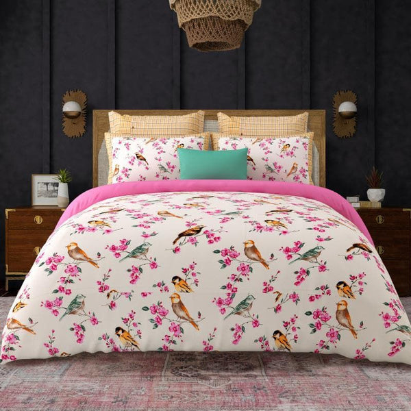 Buy Birdsong Bouquet - Pink Bedsheets from Vaaree