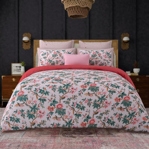 Buy Blossom Symphony Bedsheet - Pink & Green Bedsheets from Vaaree