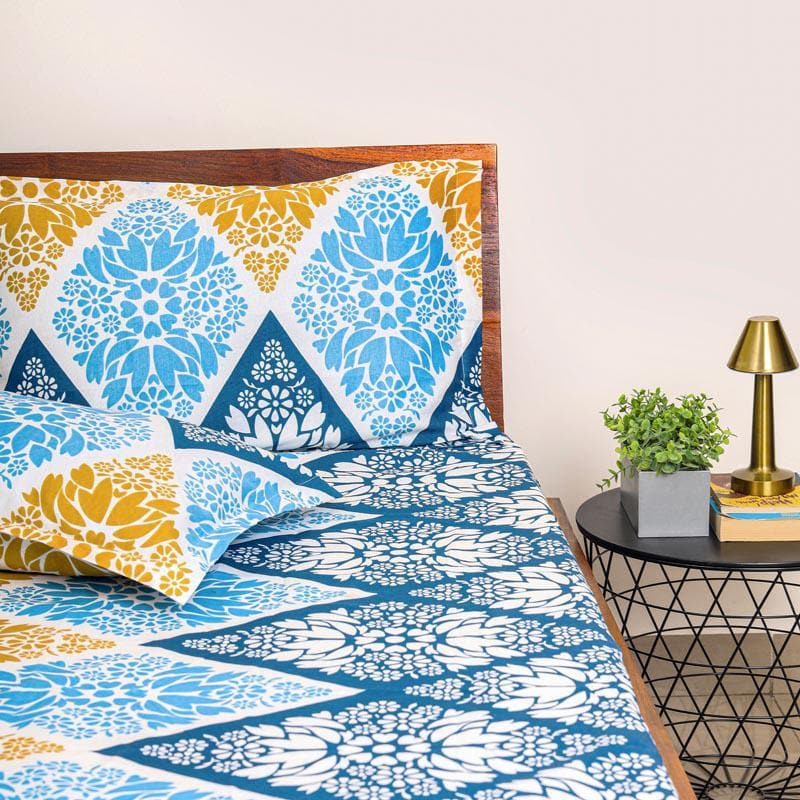 Buy Blue Lake Printed Bedsheet Bedsheets from Vaaree