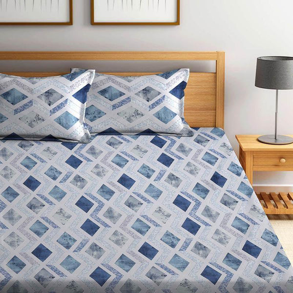 Buy Blue Mosaic Print Bedsheet Bedsheets from Vaaree