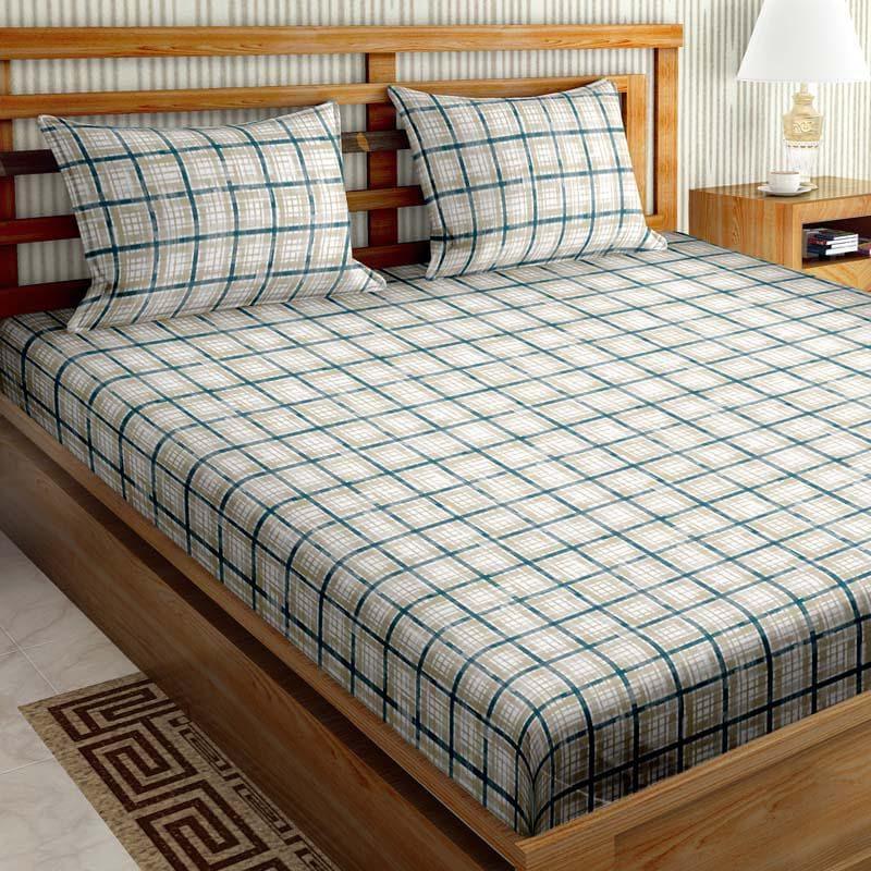 Buy Brixton Checkered Bedsheet - Beige Bedsheets from Vaaree