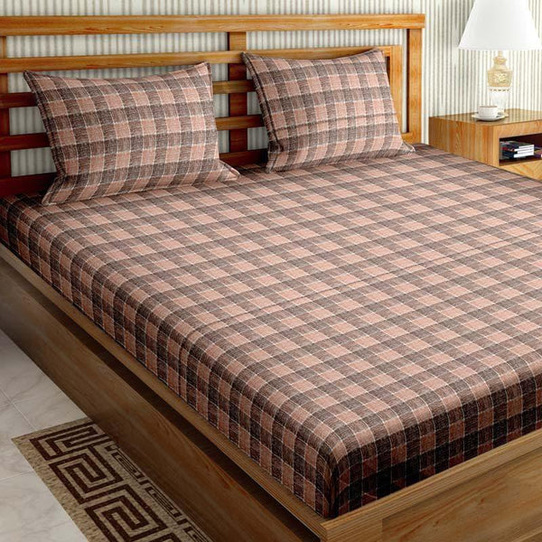 Buy Brixton Checkered Bedsheet - Brown Bedsheets from Vaaree