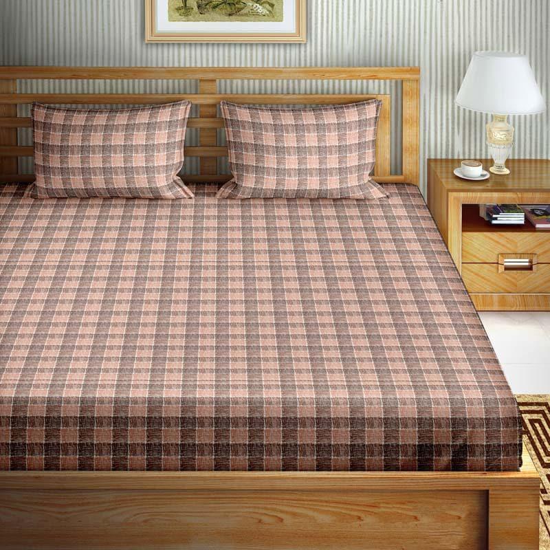 Buy Brixton Checkered Bedsheet - Brown Bedsheets from Vaaree