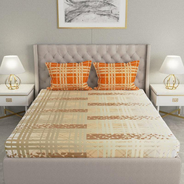 Buy Checkered Cart Bedsheet - Orange Bedsheets from Vaaree