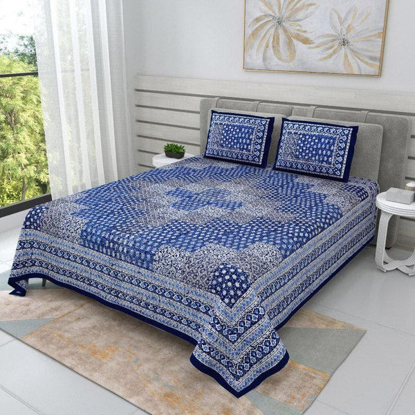 Buy Checkered Glam Ethnic Bedsheet - Blue Bedsheets from Vaaree