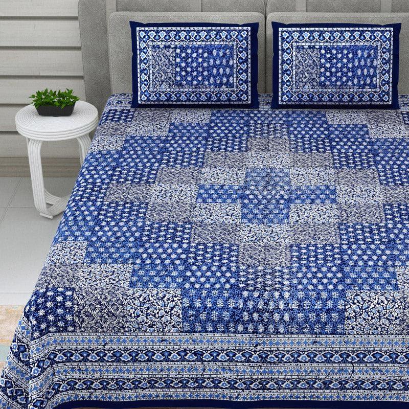 Buy Checkered Glam Ethnic Bedsheet - Blue Bedsheets from Vaaree