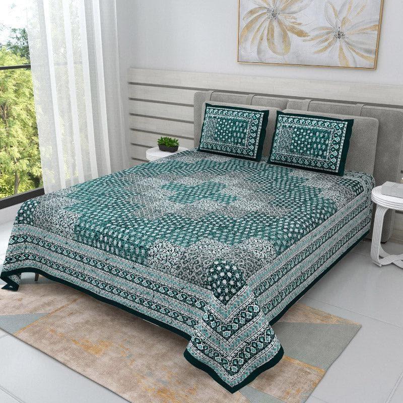 Buy Checkered Glam Ethnic Bedsheet - Green Bedsheets from Vaaree