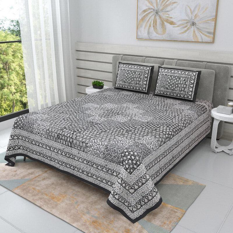 Buy Checkered Glam Ethnic Bedsheet - Grey Bedsheets from Vaaree