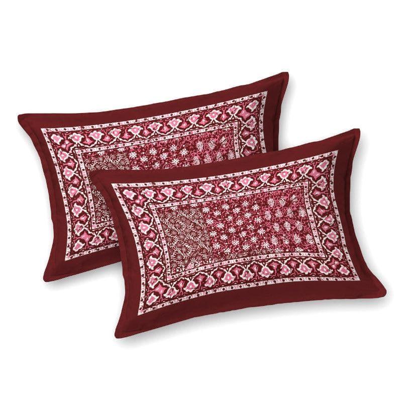 Bedsheets - Checkered Glam Ethnic Bedsheet - Maroon