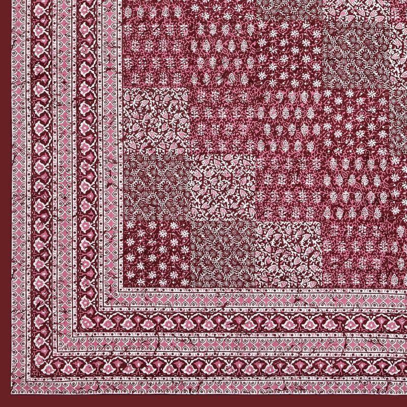 Bedsheets - Checkered Glam Ethnic Bedsheet - Maroon