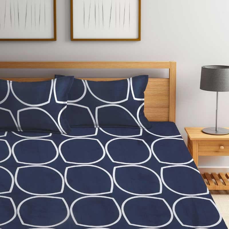 Buy Circum Jive Bedsheet - Dark Blue Bedsheets from Vaaree