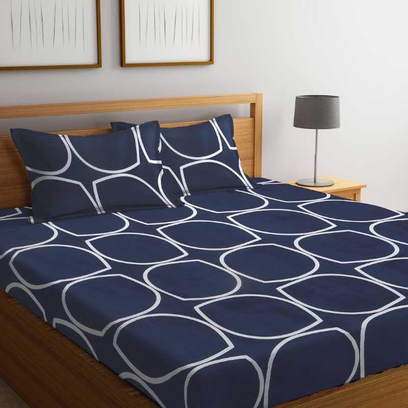 Buy Circum Jive Bedsheet - Dark Blue Bedsheets from Vaaree