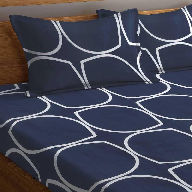 Buy Circum Jive Bedsheet - Dark Blue Bedsheets from Vaaree