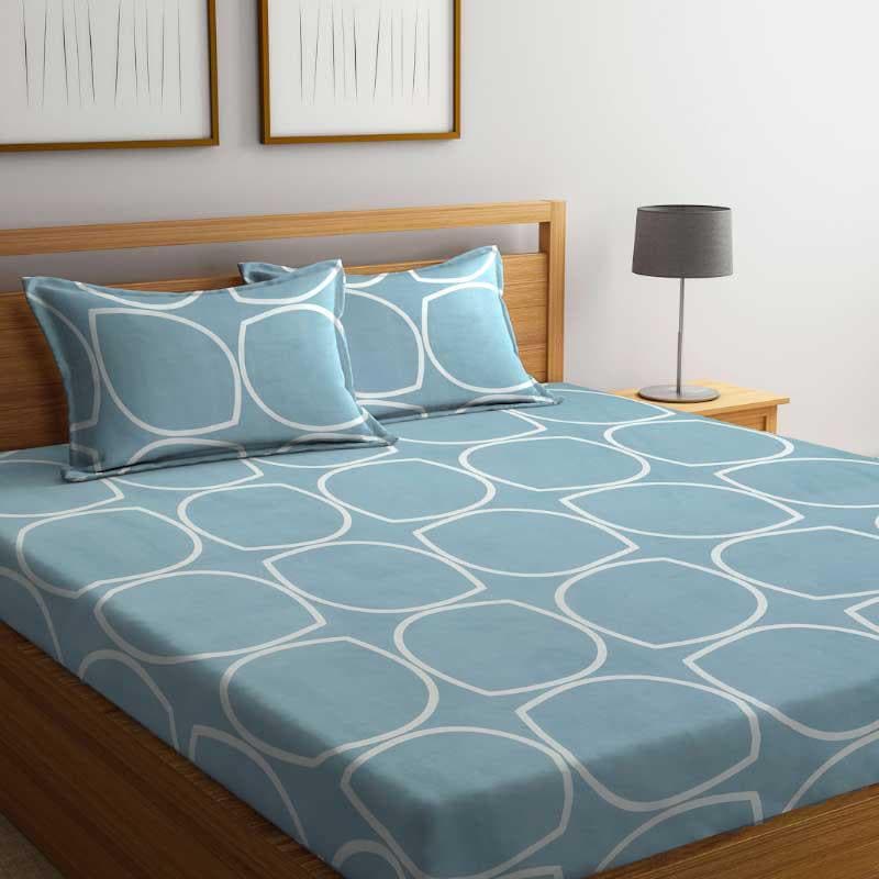 Buy Circum Jive Bedsheet - Sky Blue Bedsheets from Vaaree