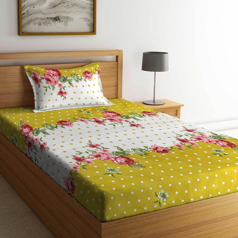 Buy Citrine Floral Bedsheet Bedsheets from Vaaree