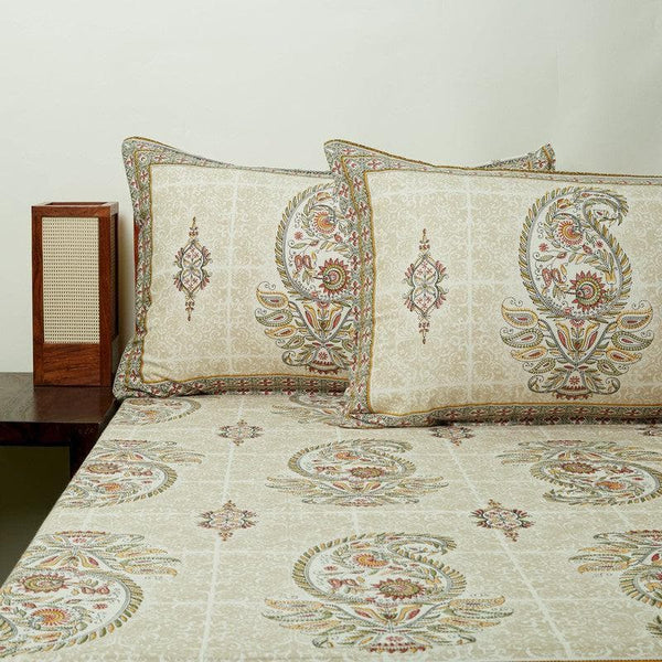 Buy Clio-Cera Printed Bedsheet - Beige Bedsheets from Vaaree