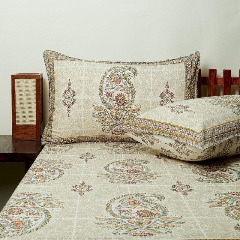 Buy Clio-Cera Printed Bedsheet - Beige Bedsheets from Vaaree