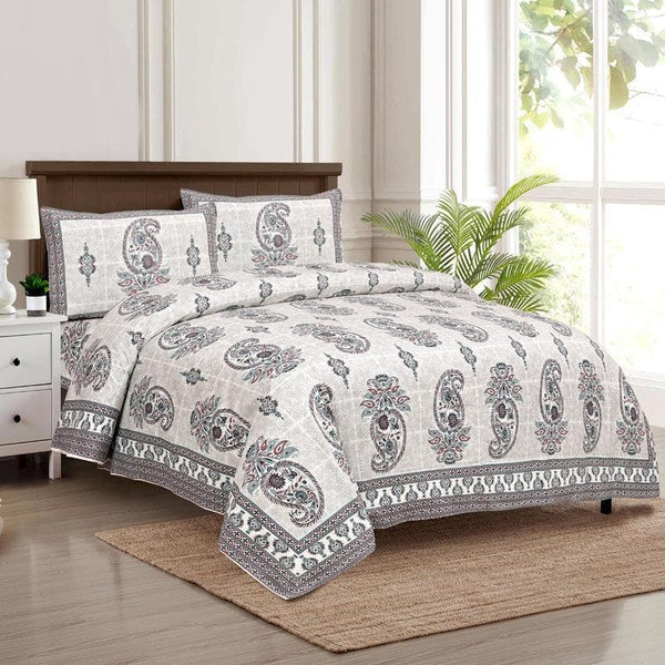 Buy Clio-Cera Printed Bedsheet - Grey Bedsheets from Vaaree