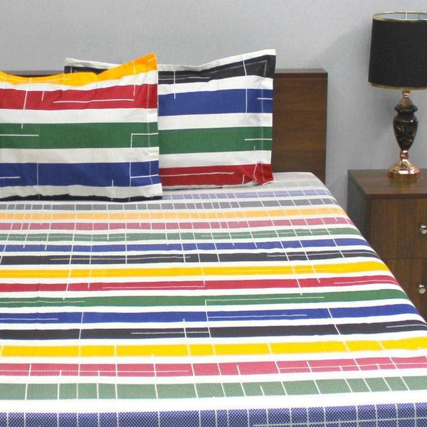 Buy Color Cloud Striped Bedsheet Bedsheets from Vaaree