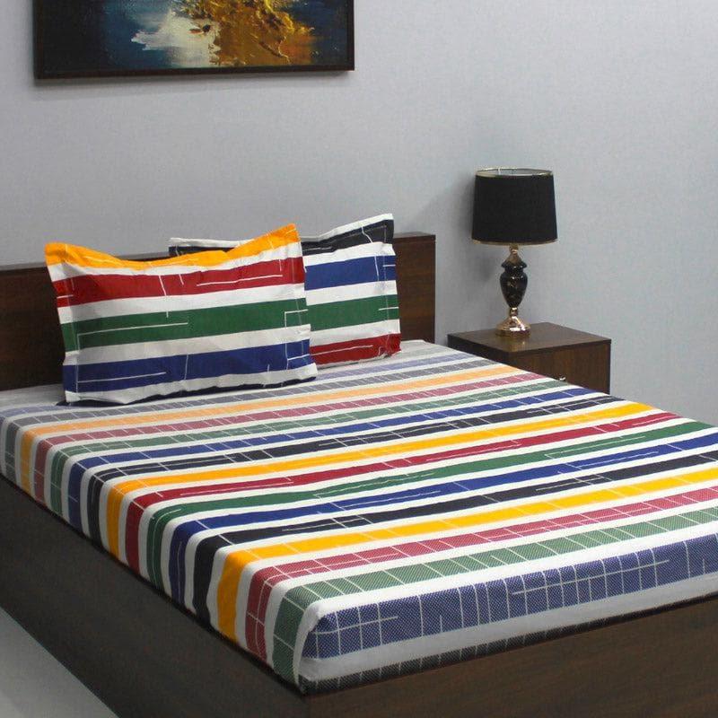 Buy Color Cloud Striped Bedsheet Bedsheets from Vaaree