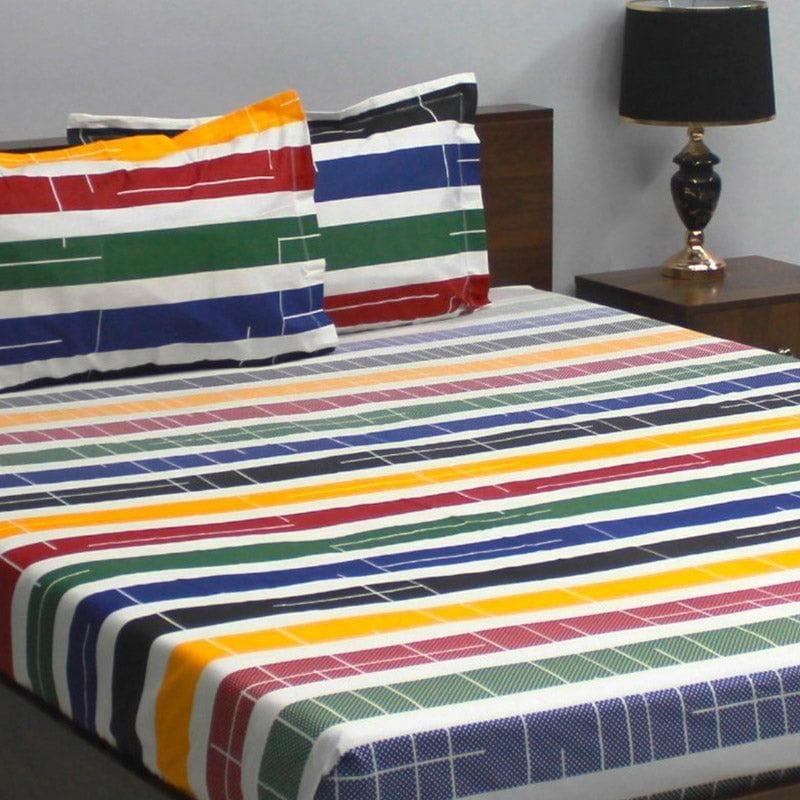 Buy Color Cloud Striped Bedsheet Bedsheets from Vaaree